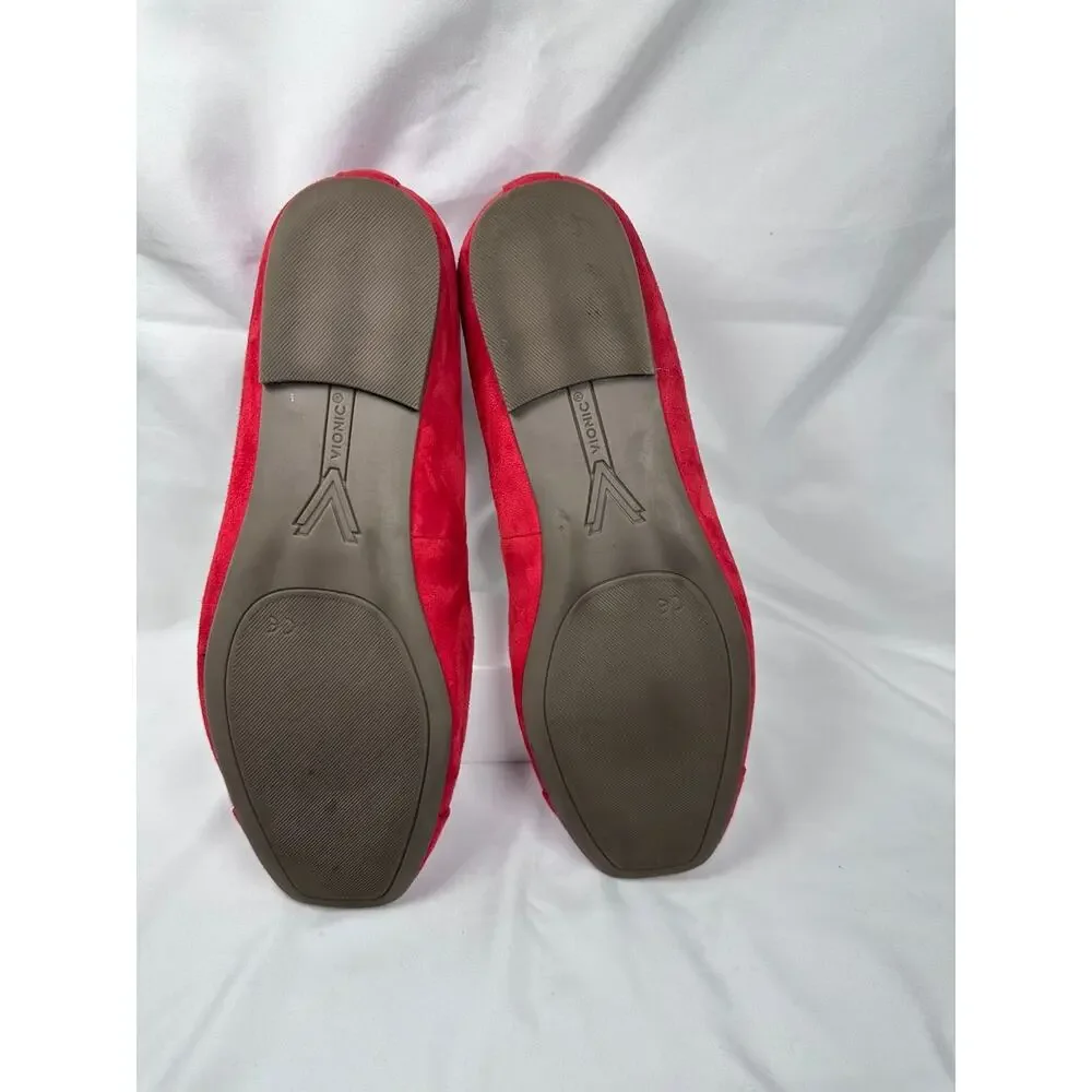 Vionic Klara Women's Size 9 M Casual Red Suede Flats Shoes With Bow - Picture 9 of 9